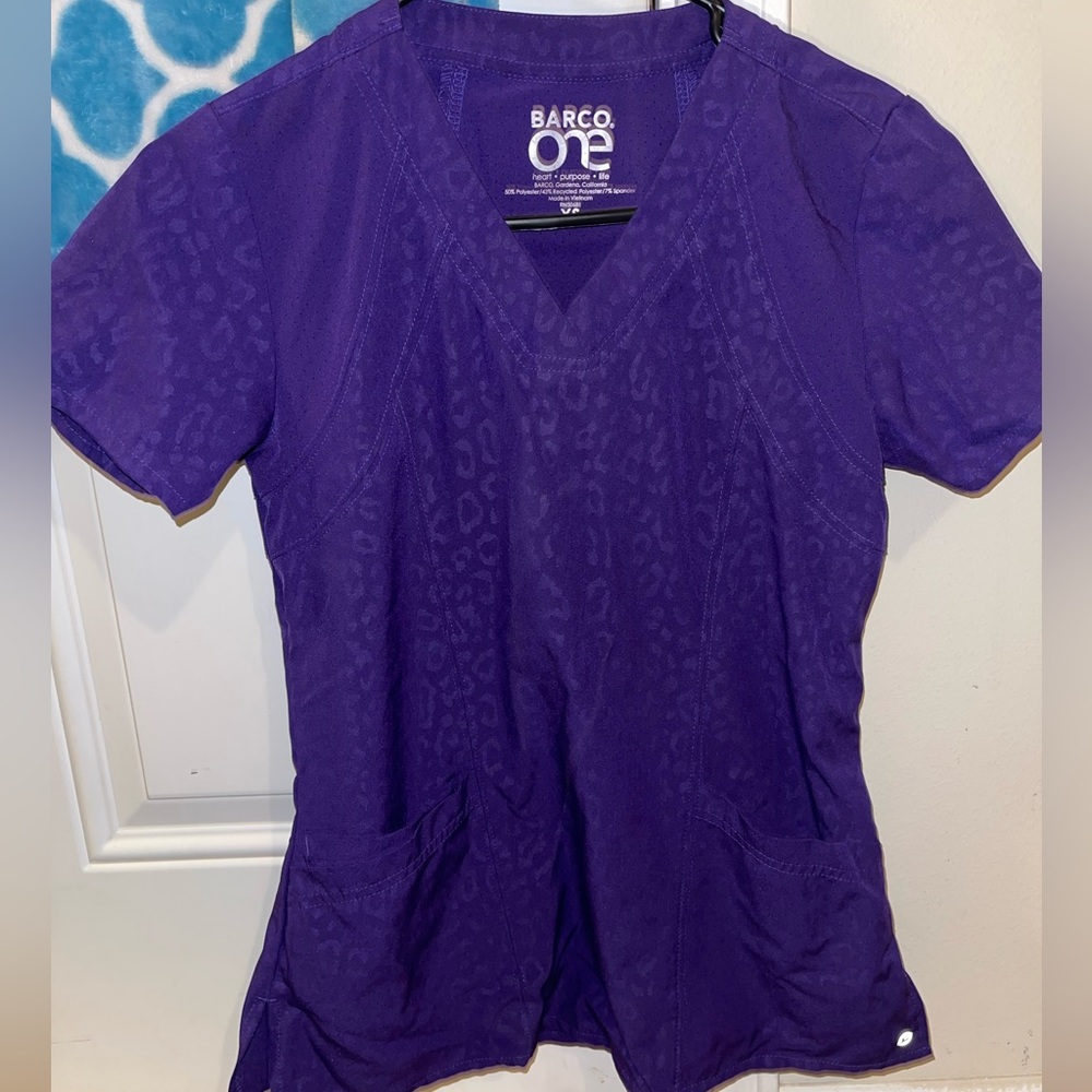 Purple Leopard Scrub Top